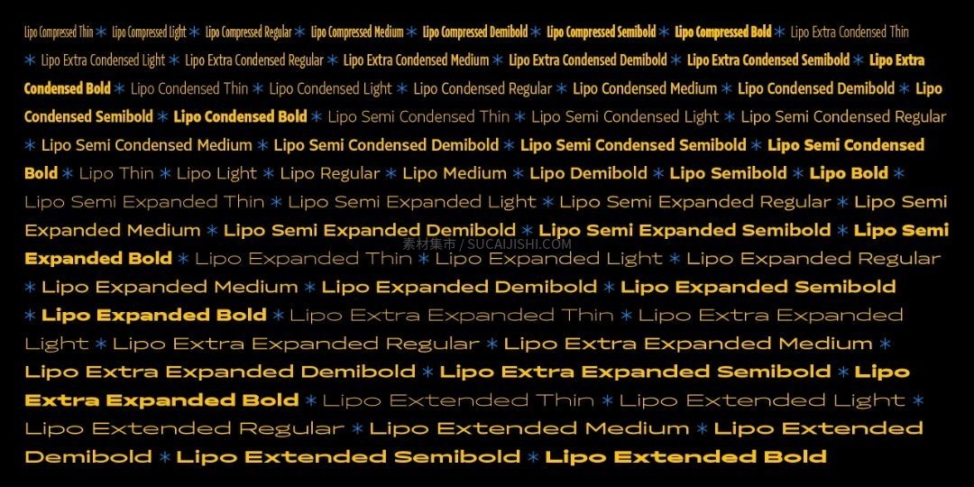Lipo现代无衬线西文字体家族
